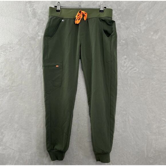 Figs Scrubs Zamora Joggers Pants XSP Olive Green Pull On Cargo Zip Pocket - Picture 1 of 11
